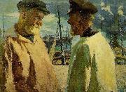 Marcel Couchaux Pecheurs dans le port de Honfleur Sweden oil painting artist